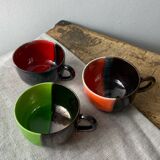 Six Vallauris ceramic coffee cups