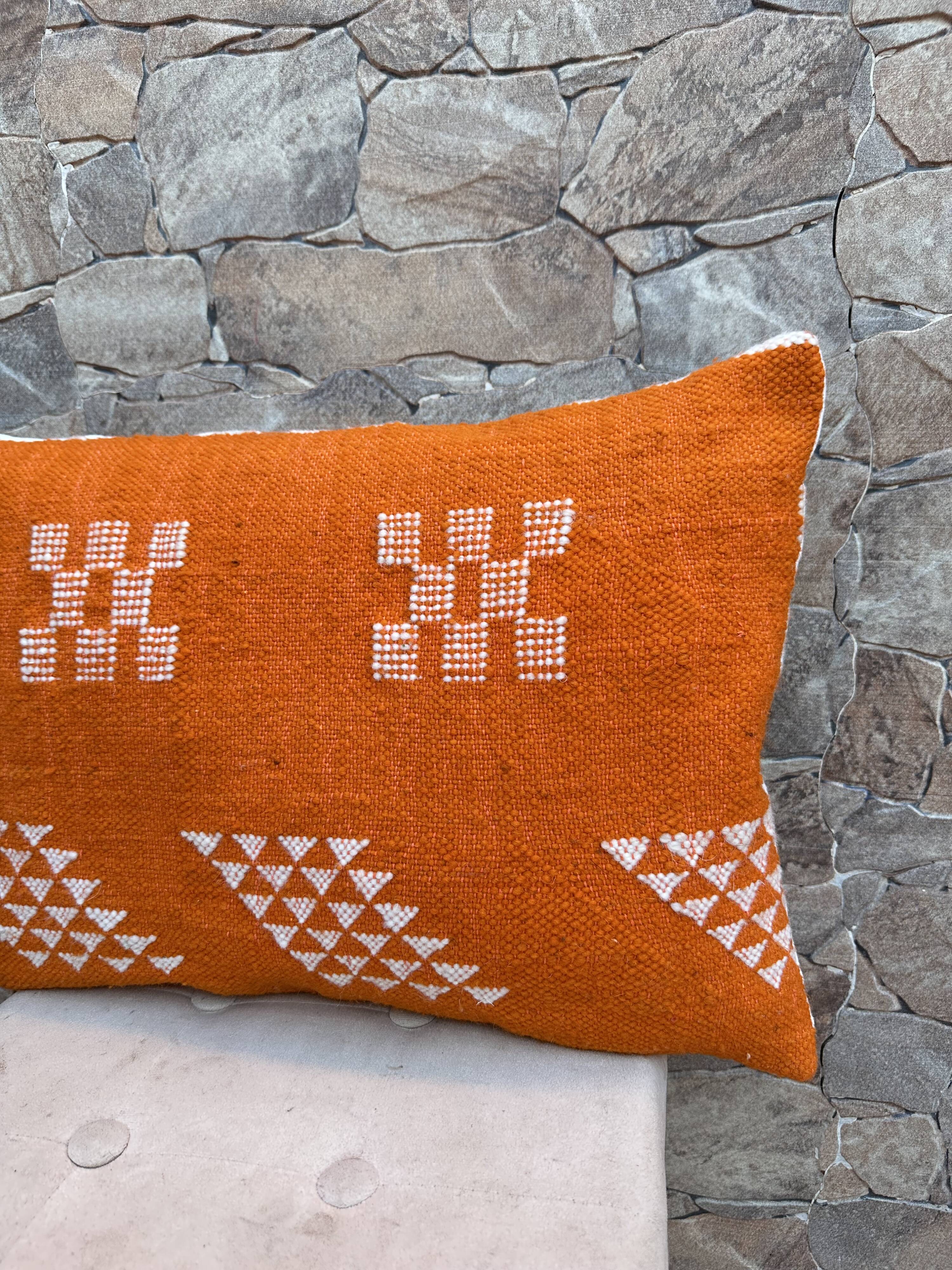 Moroccan orange pillowcase, Berber cushion cover, ear pillowcase.