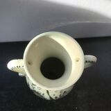 Ancient Delft vase with white ceramics decor vintage flowers