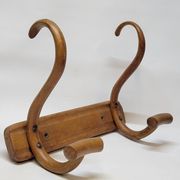 Double Patère bistrot Porte Manteau en bois courbé début XXème
