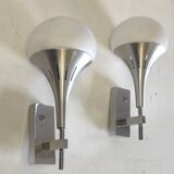 Appliques tulipes en métal et verre - années 60/70