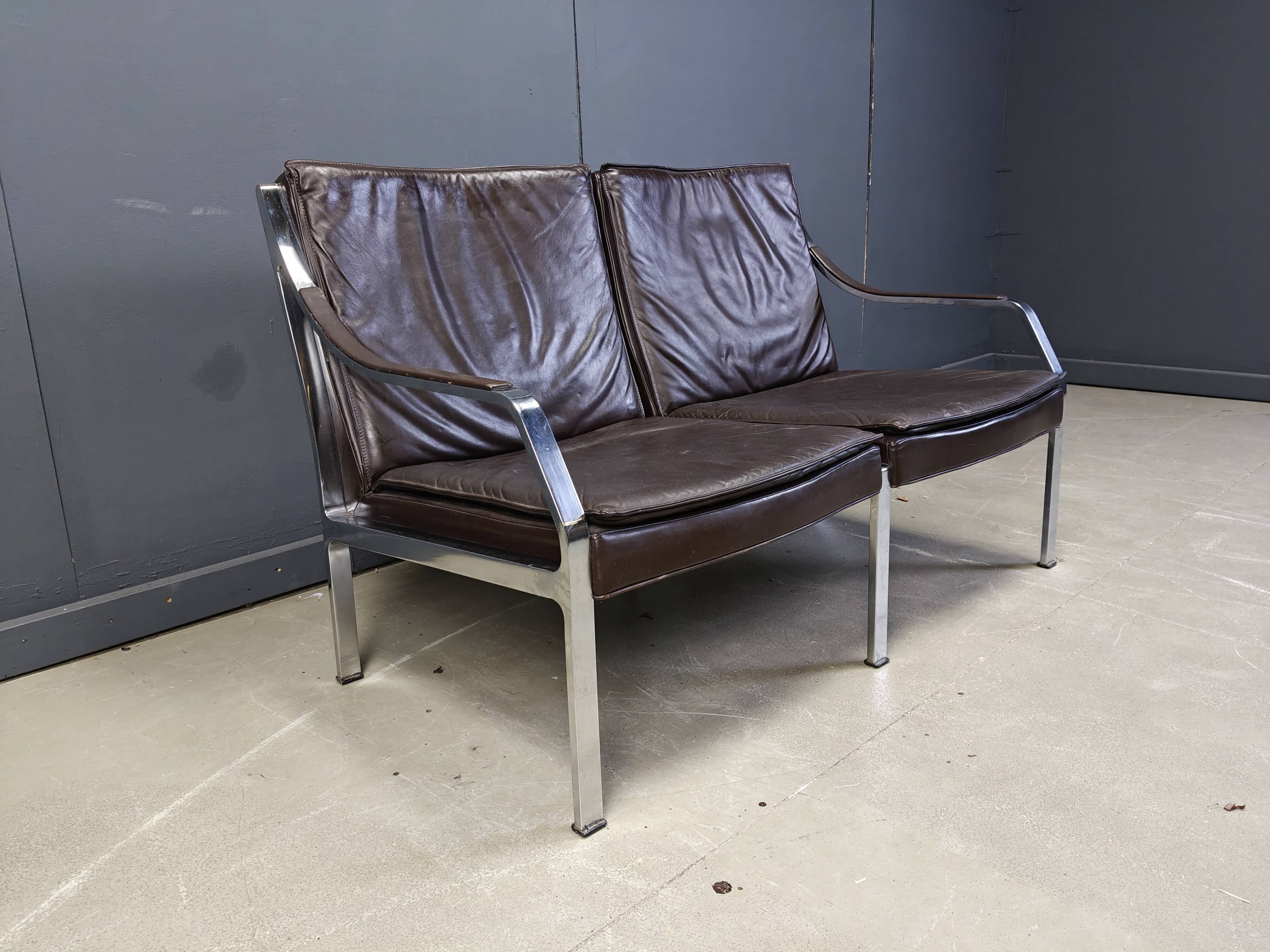Leather sofa by Preben Fabricius and Jorgen Kastholm for Walter Knoll, 1960