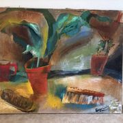 La table de rempotage, nature morte, huile sur toile
