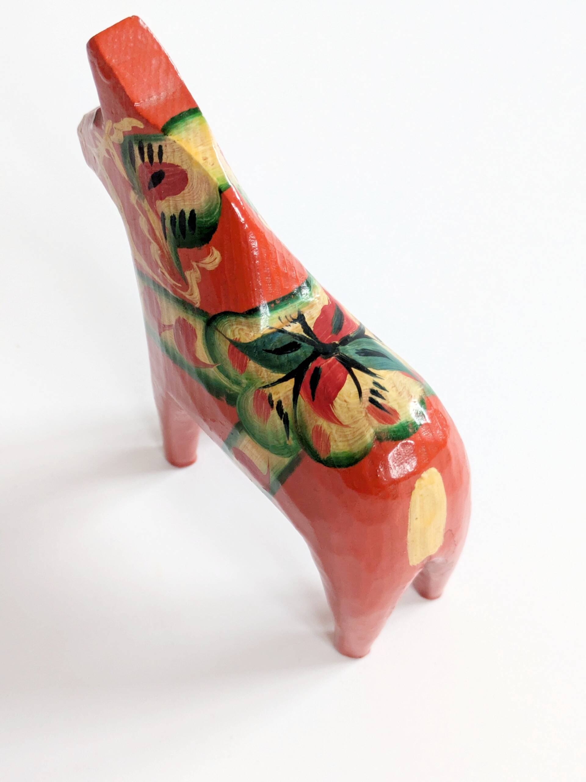 Set of 2 Vintage Swedish Dala Horses in Wood, Hand-Painted Red