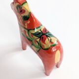 Set of 2 Vintage Swedish Dala Horses in Wood, Hand-Painted Red