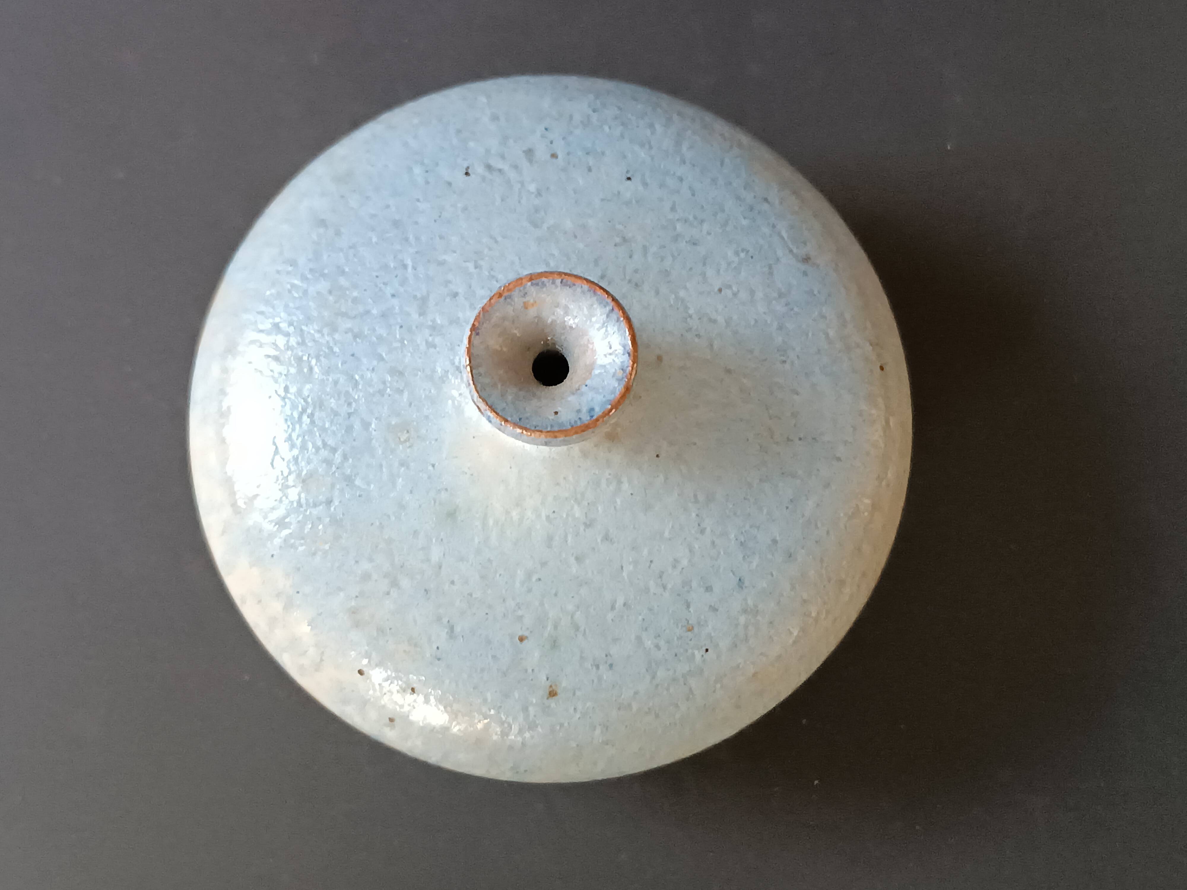 Glacier blue stoneware spherical ceramic Antonio Lampecco vintage