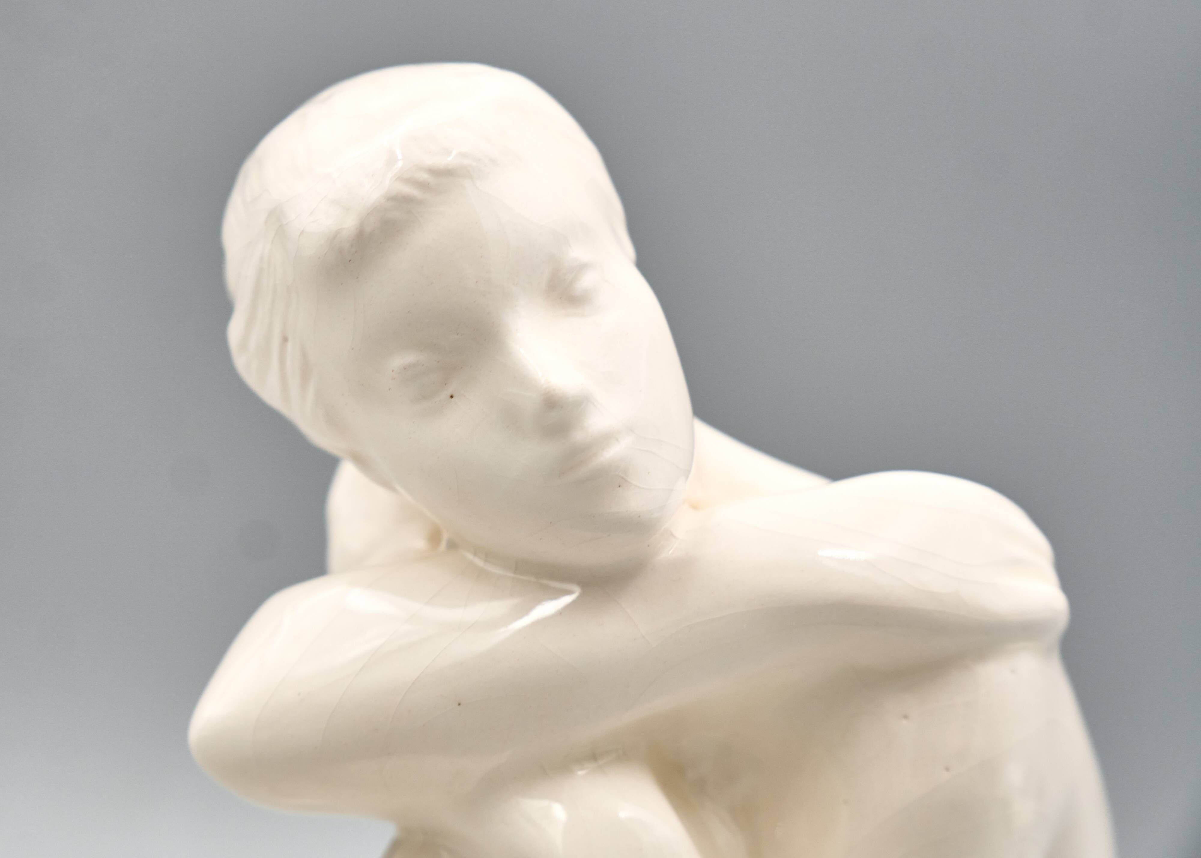 Ceramic Woman Figure, Jihokera Bechyně, 1960s Czechoslovakia