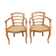 Pair of blond wood cane armchairs from the 60s
