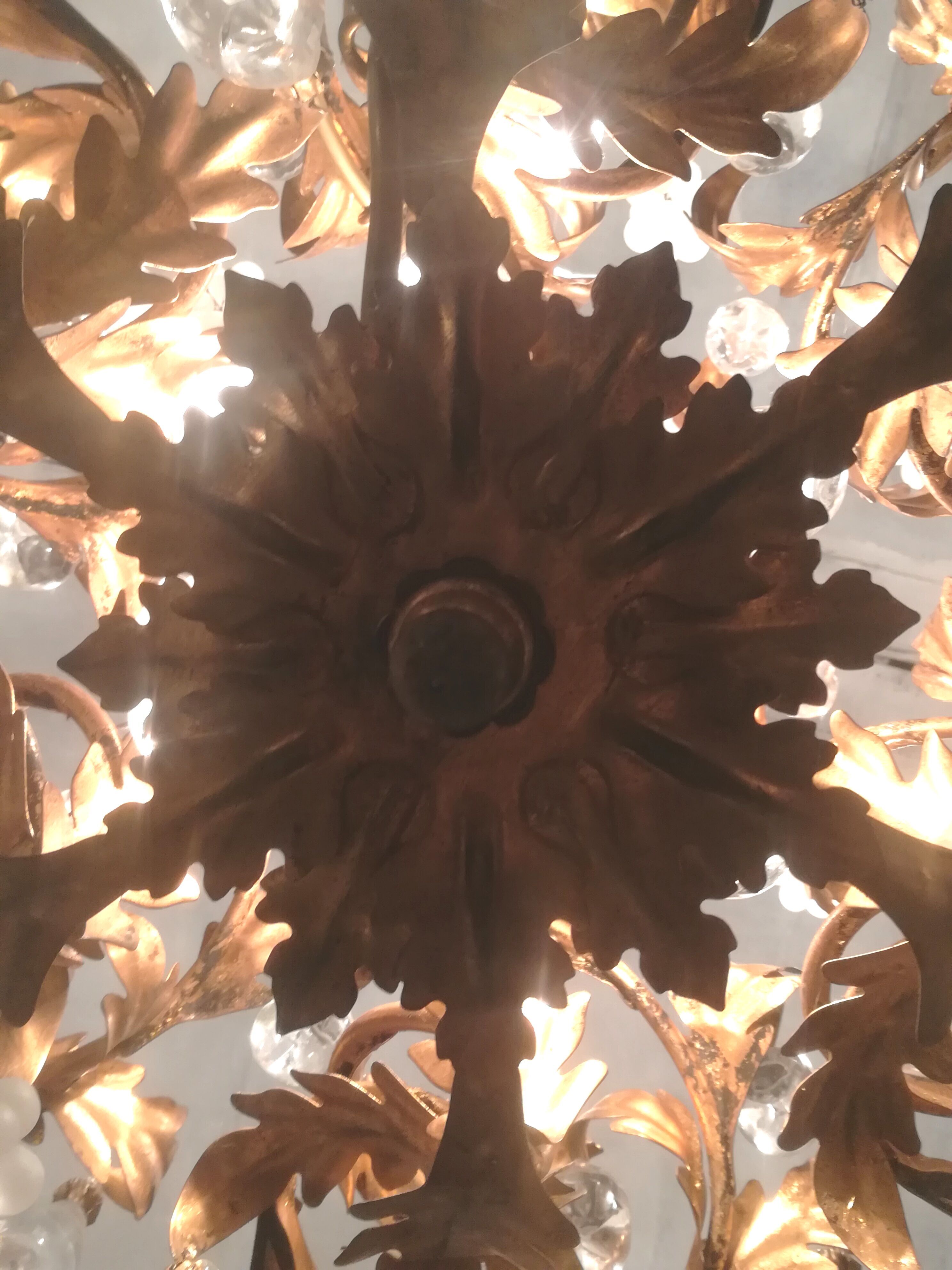 Murano fruit chandelier in crystal and gold metal