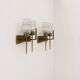 Pair of vintage brass and glass wall lights, France, 1950.