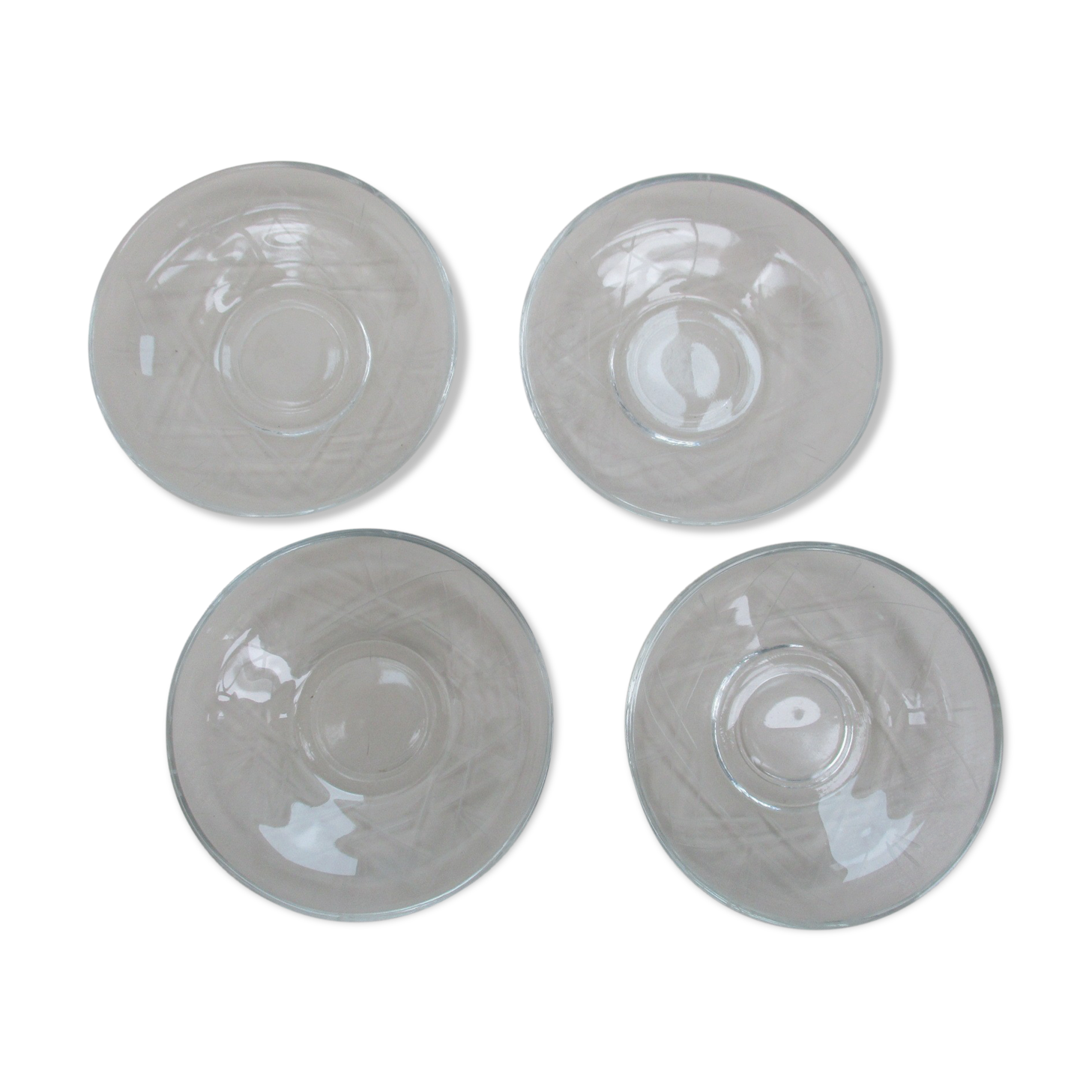 4 coupelles en verre gravé art déco