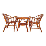 Mid Century Modern Bamboo Chairs and Table Set, Italy 1960s