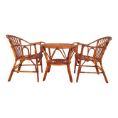 Mid Century Modern Bamboo Chairs and Table Set, Italy 1960s