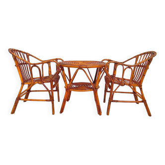 Ensemble de chaises et de table en bambou du milieu du siècle, Italie, années 1960