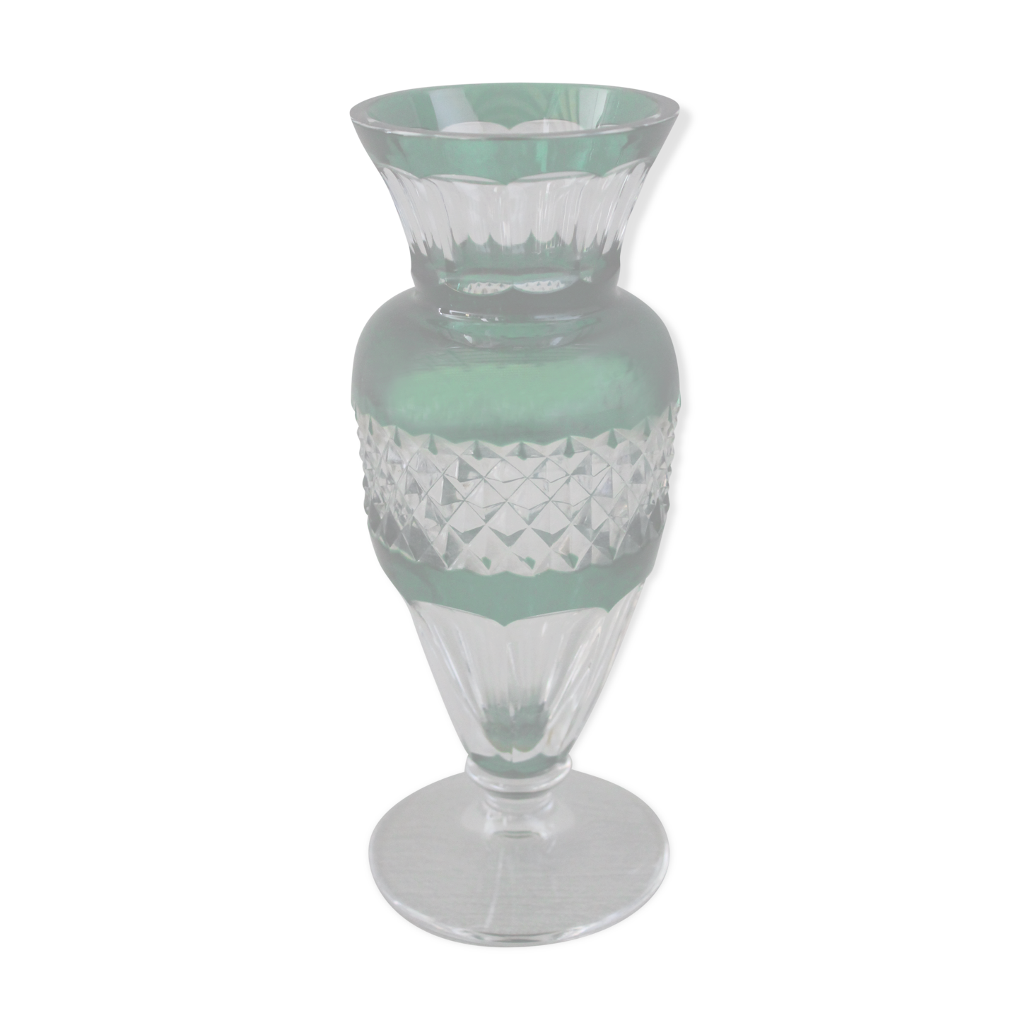 Val Saint-Lambert crystal vase, Gary model, cut in emerald green