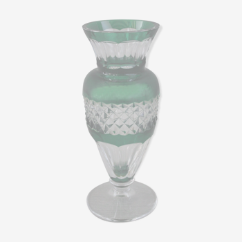 Val Saint-Lambert crystal vase, Gary model, cut in emerald green