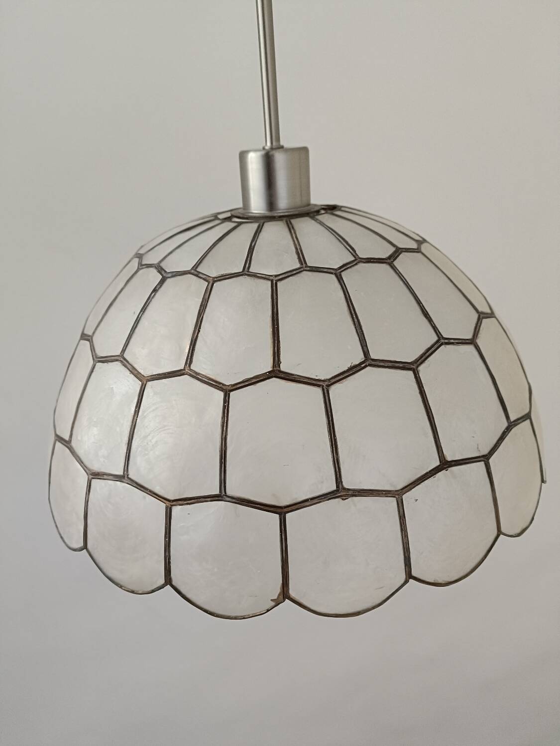Vintage mother-of-pearl and brass pendant light