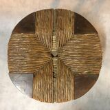 Lot de 4 tabourets modernistes rond en grosse paille