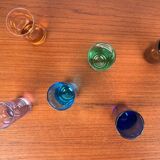 Coloured German shot glasses from the mid-century, 1960s, set of 6.