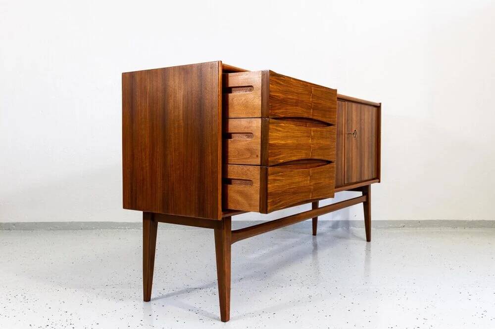 Vintage Walnut Sideboard From Bfm, Poland, 1960s