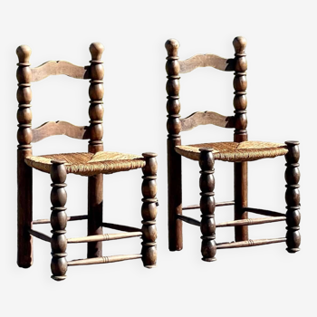 Paire de chaises en hêtre des années 1950