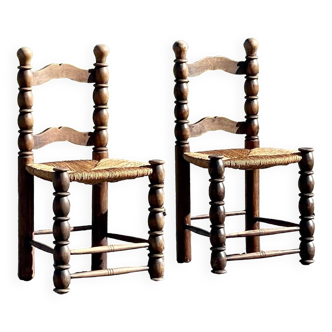 Paire de chaises en hêtre des années 1950