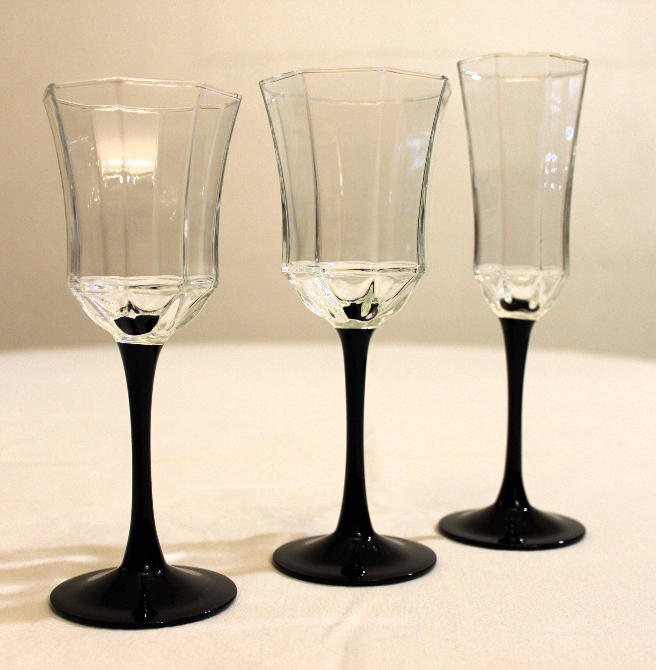 6 Luminarc "Octime" black wine glasses