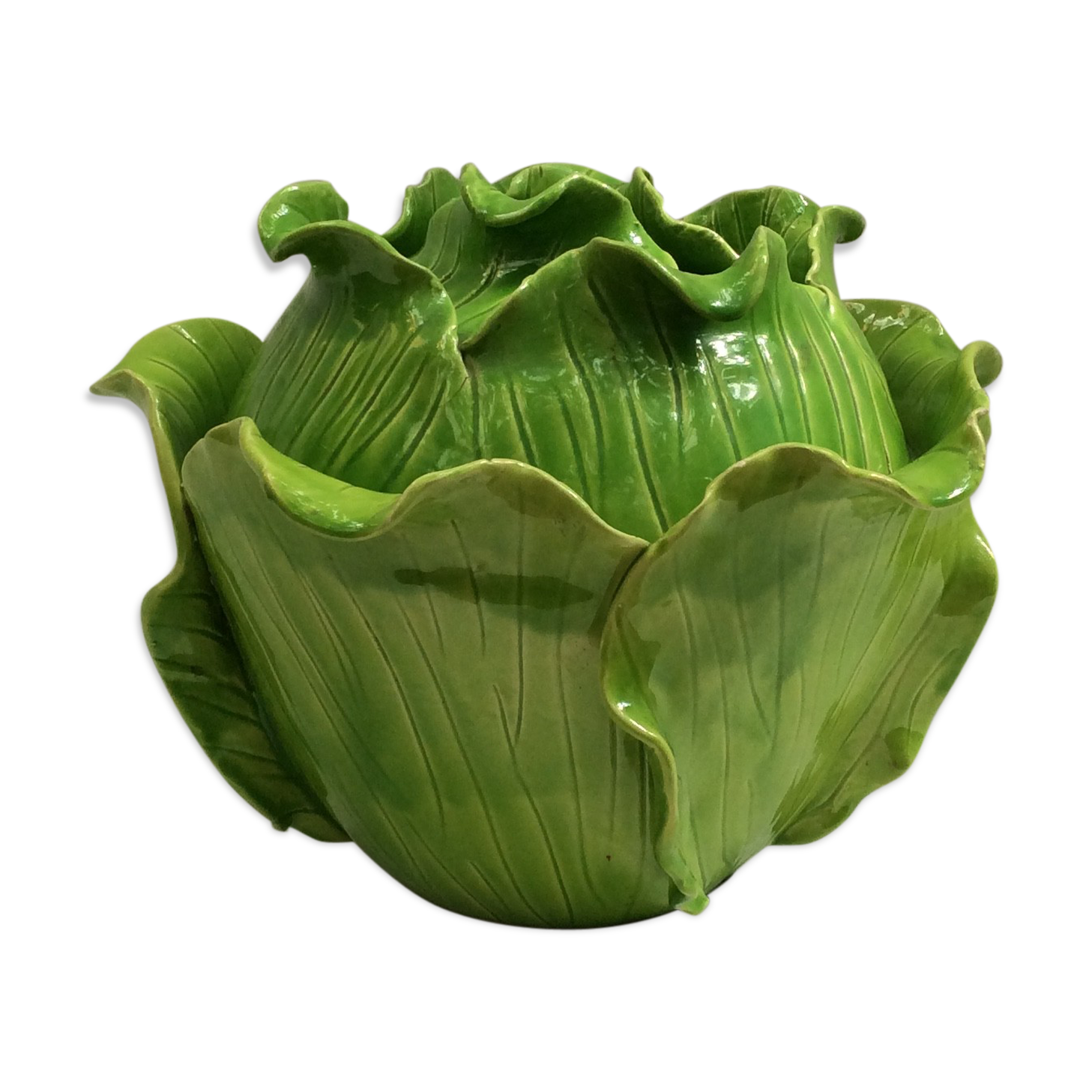 Green green-sized jar covered in cabbage-shaped dabbling: H-25cm- D-28cm-