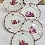 Round dish Gien model pink landscapes 1960 1971