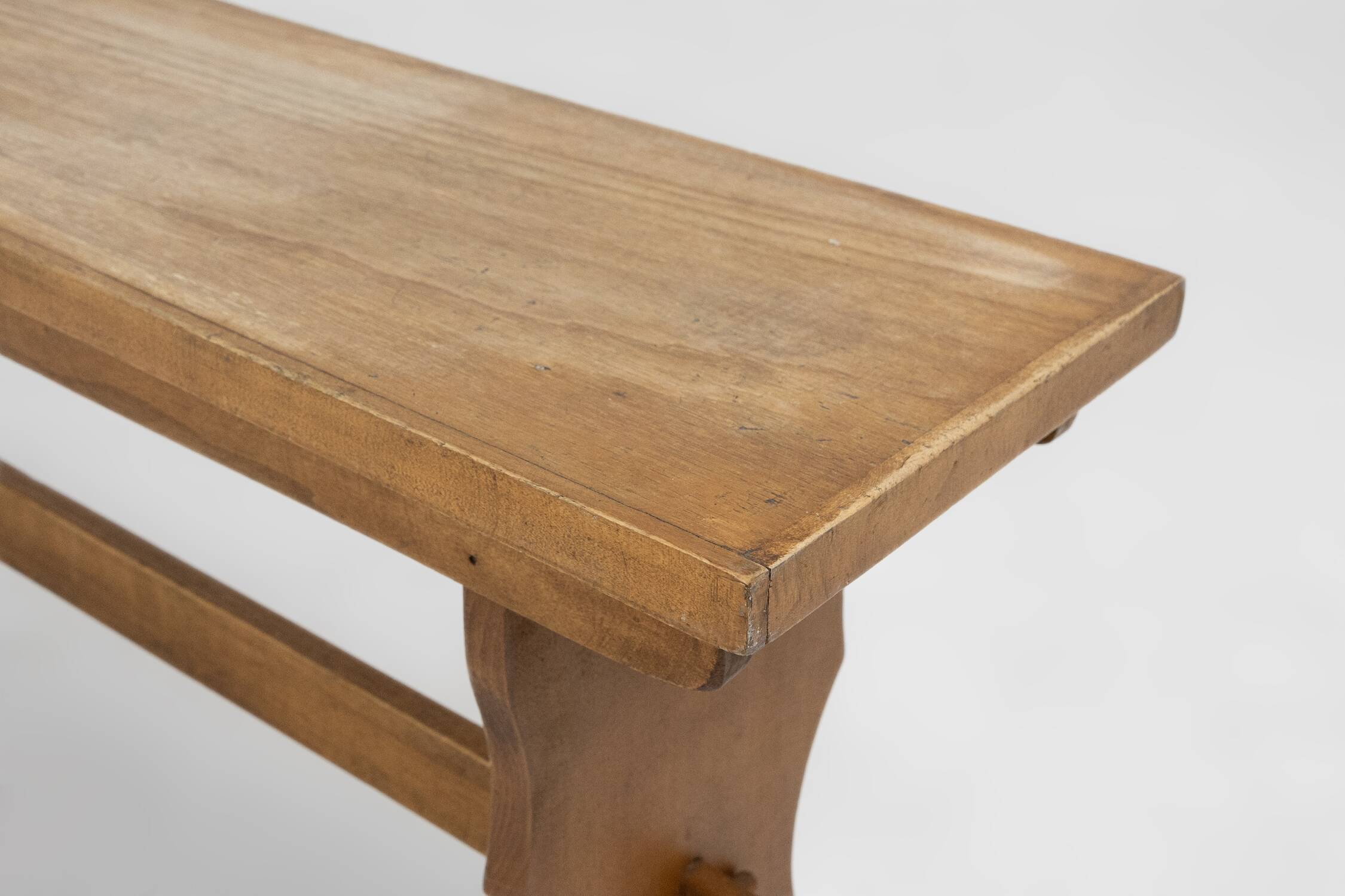 Art Deco bench in solid oak, France circa 1940