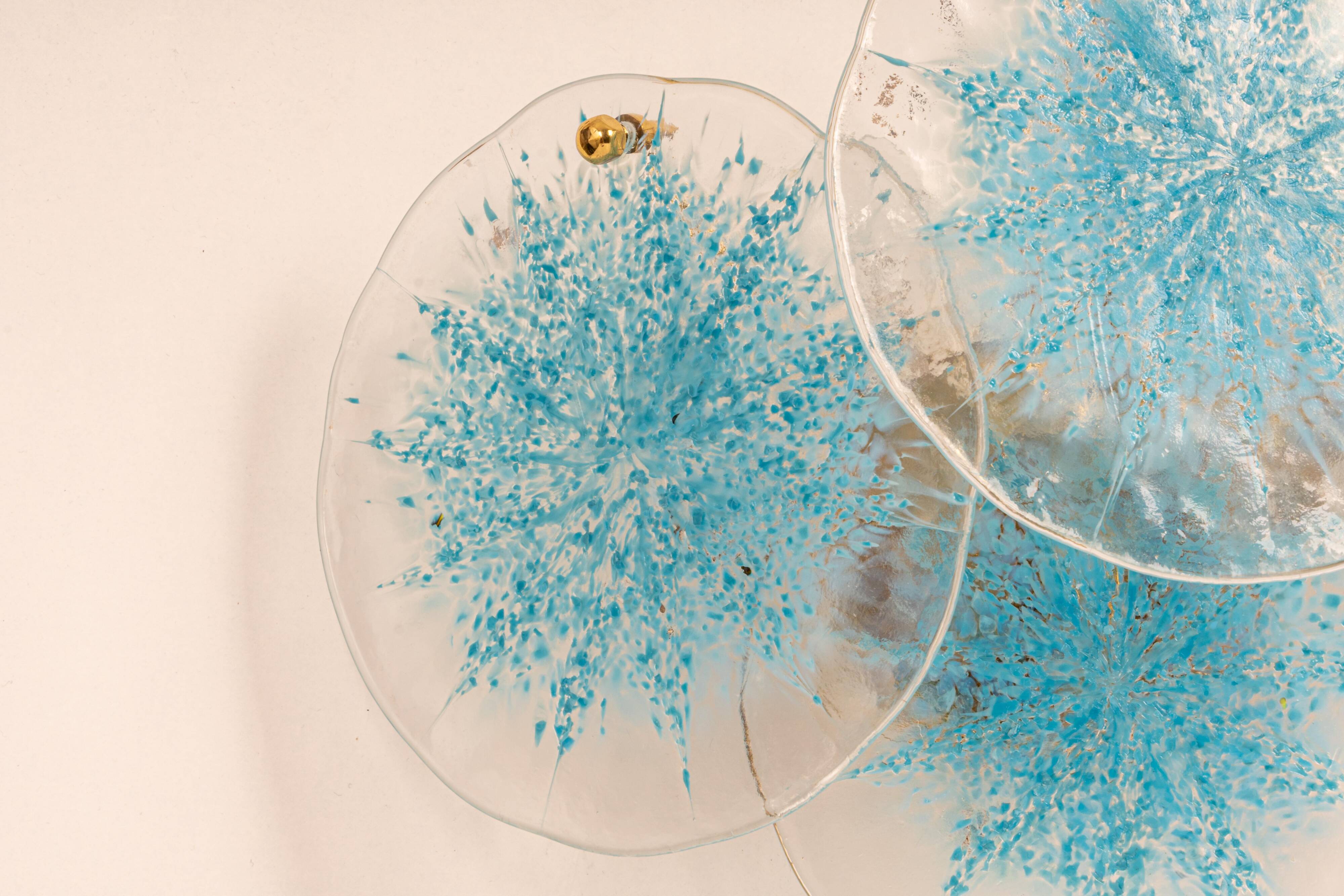 Blue Glass Disc Wall Light Vistosi, Italy, 1960s