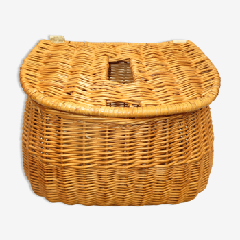 Ancien panier de pecheur en osier vintage