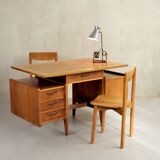 Double desk with covered handles, France 1950