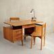 Bureau double à poignées gainées, France 1950