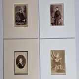 Set of 4 mounted old photographs, portraits of children and young women from the 19th century