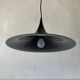 Black metal pendant lamp with trumpet design, 1960s, Italy.