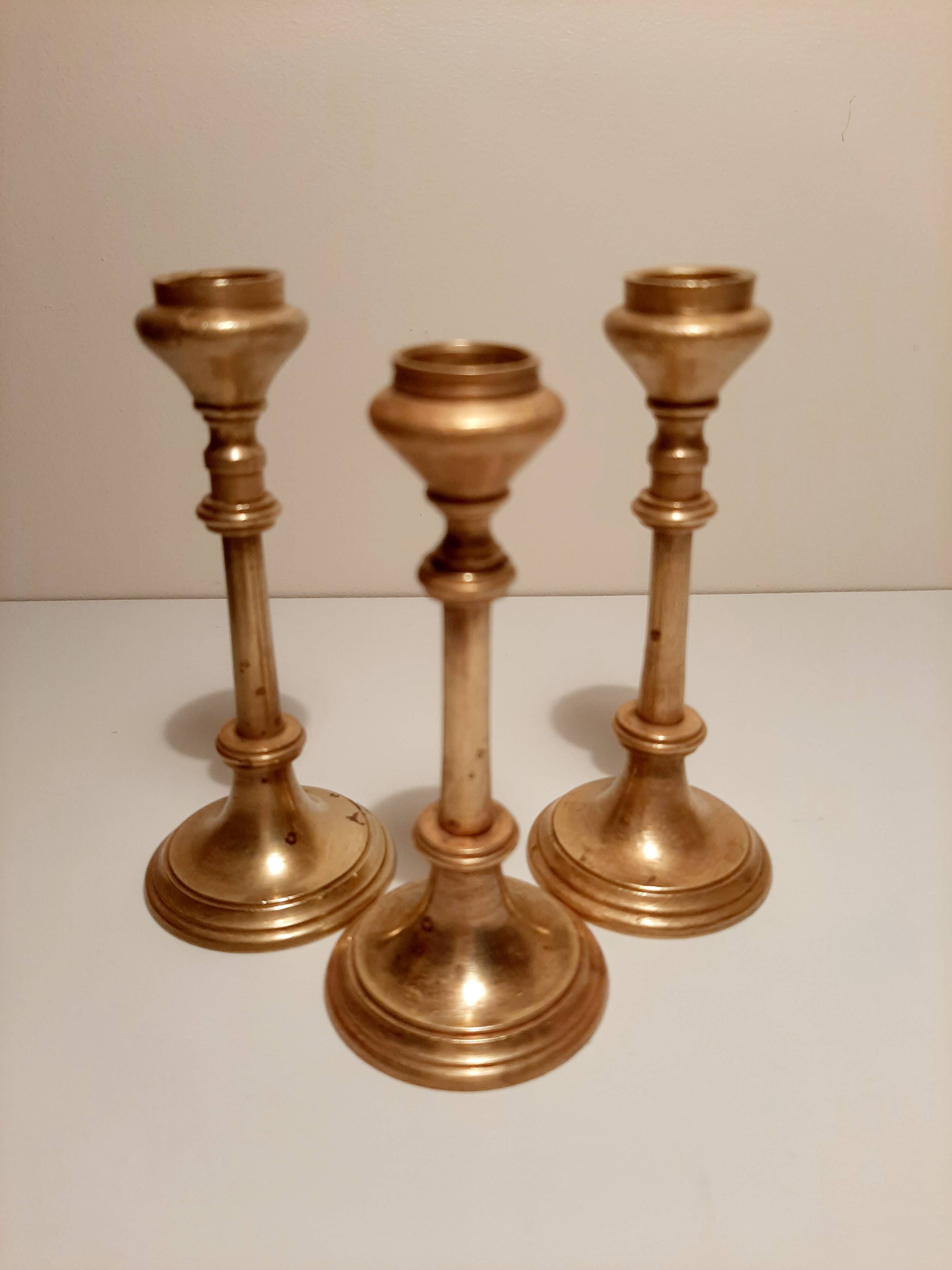 Set of gilded brass candle holders
