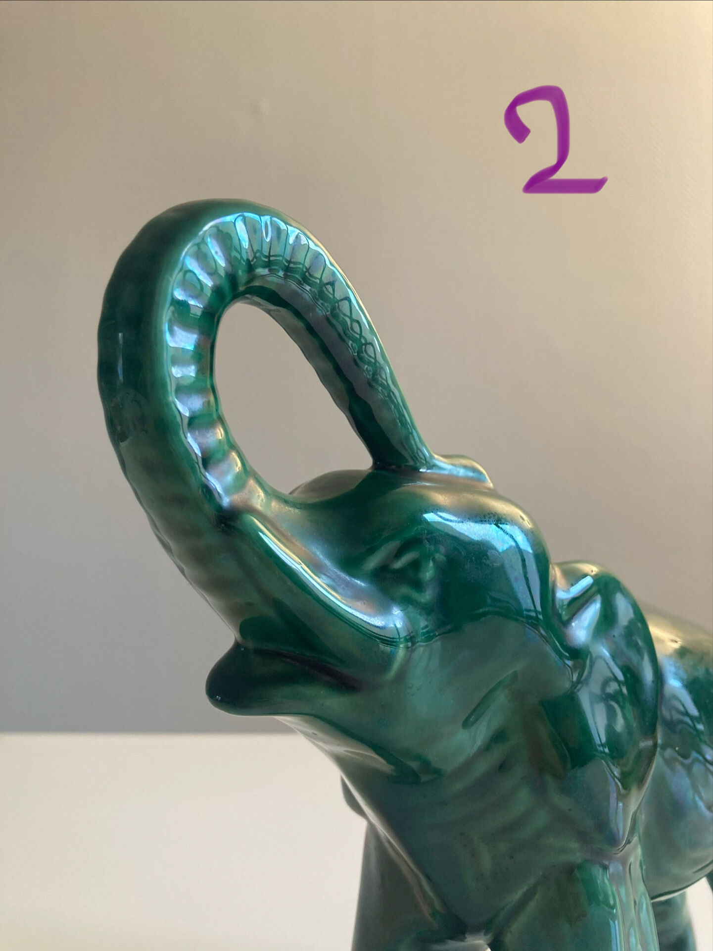 Pair of marbled faience elephants from Saint Clément