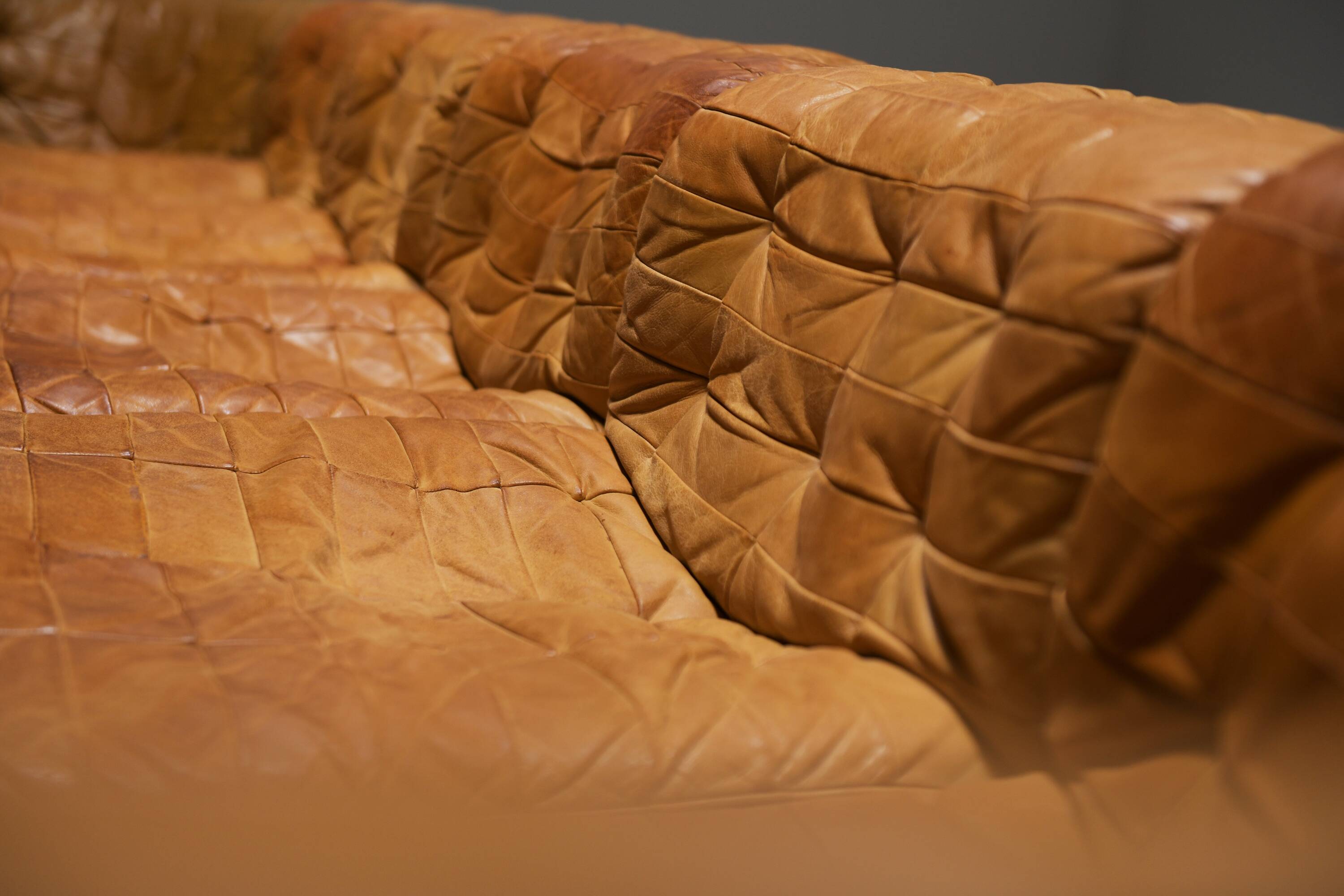 Vintage DS 11 modular sofa in cognac/orange leather by De Sede Swiss