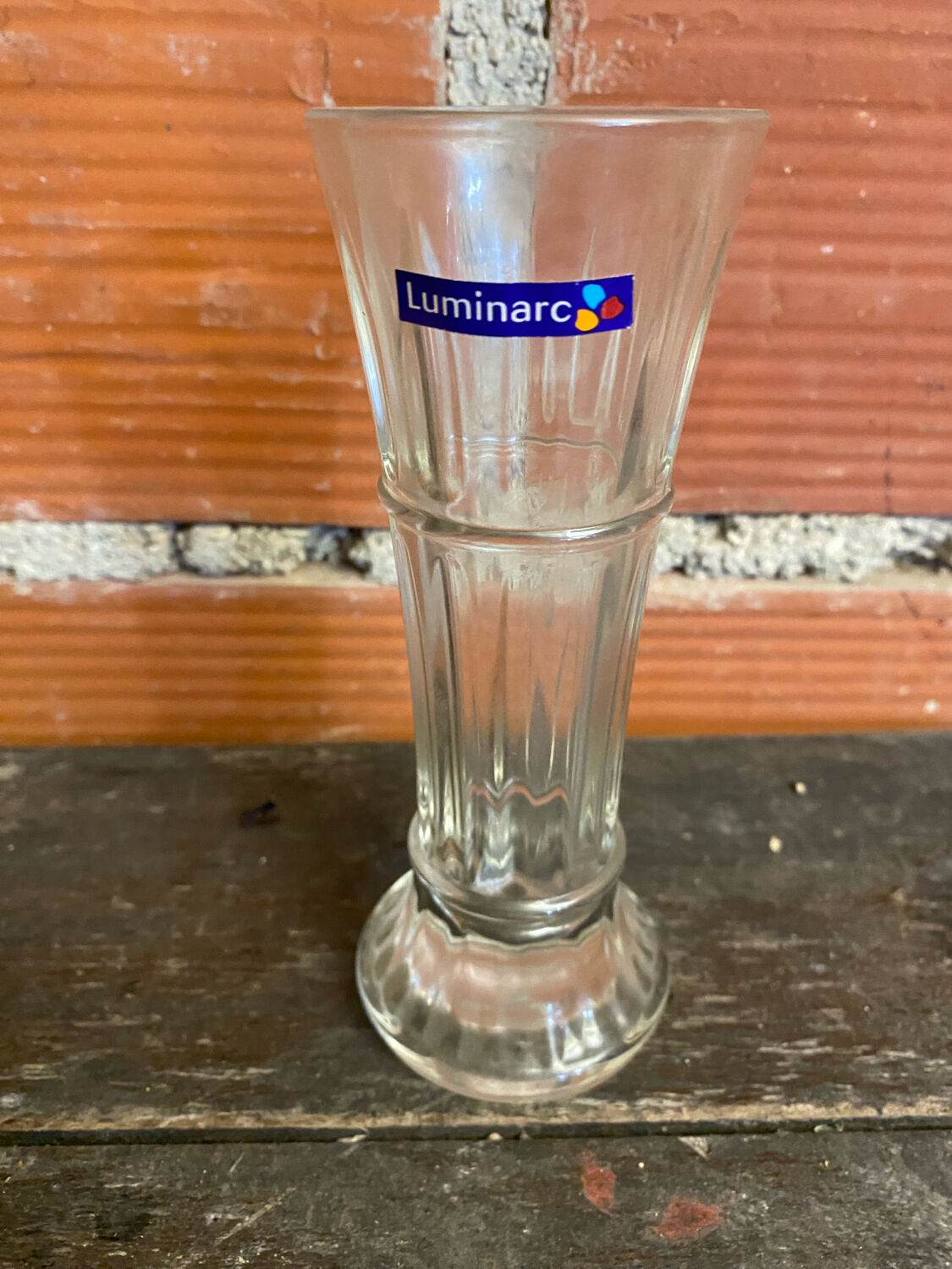 Pair of antique luminarc vases in moulded glass made in france vintage #d