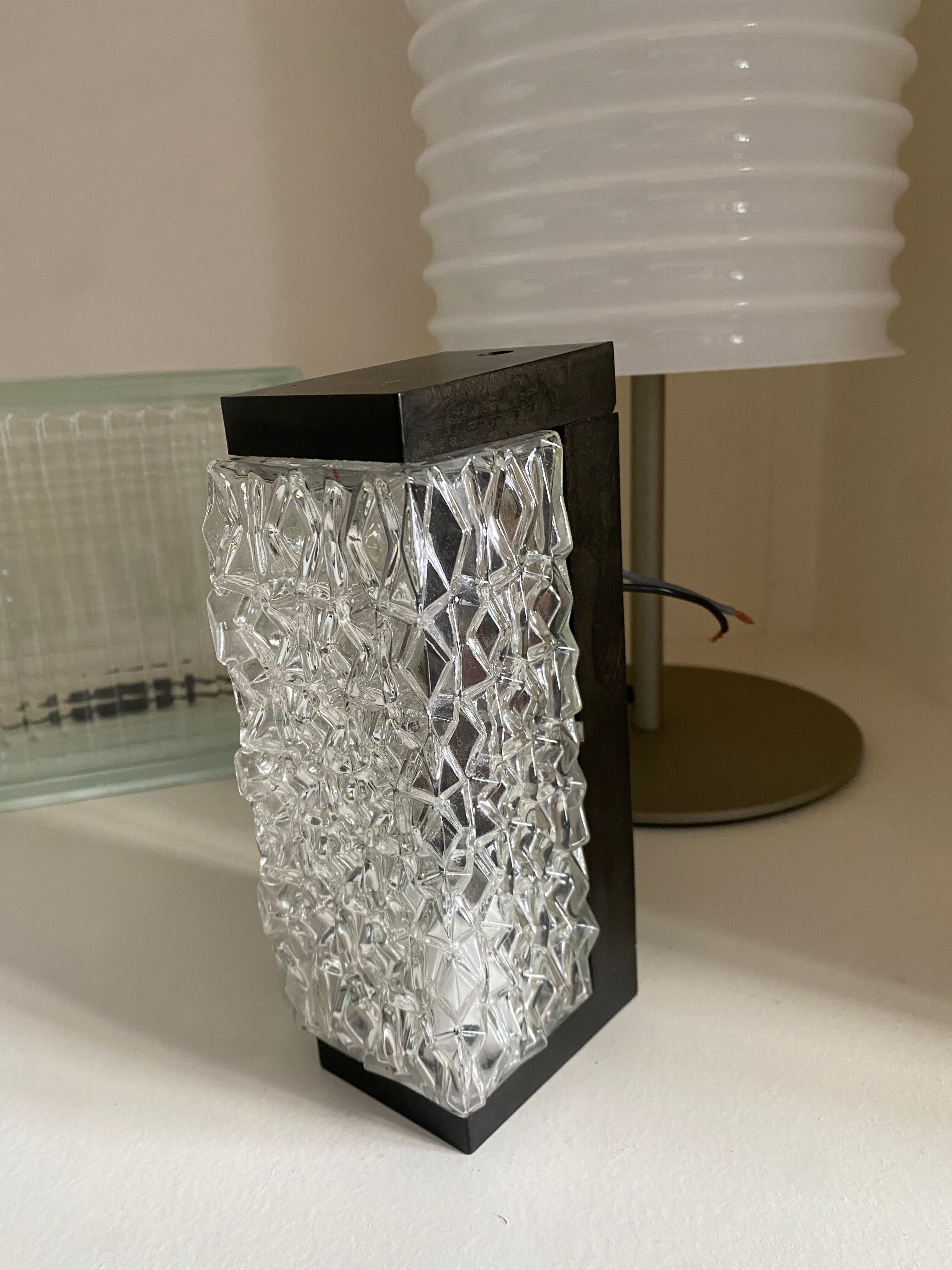 Wall lamp RZB Leuchten textured molded glass and vintage bakelite