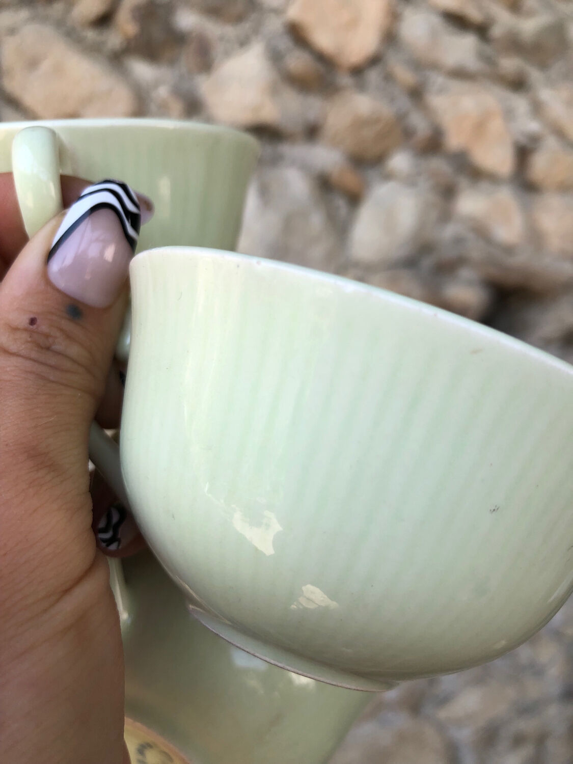 Cups + saucers • Gien, vintage pastel series
