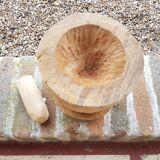 Vintage wooden mortar and pestle 1960