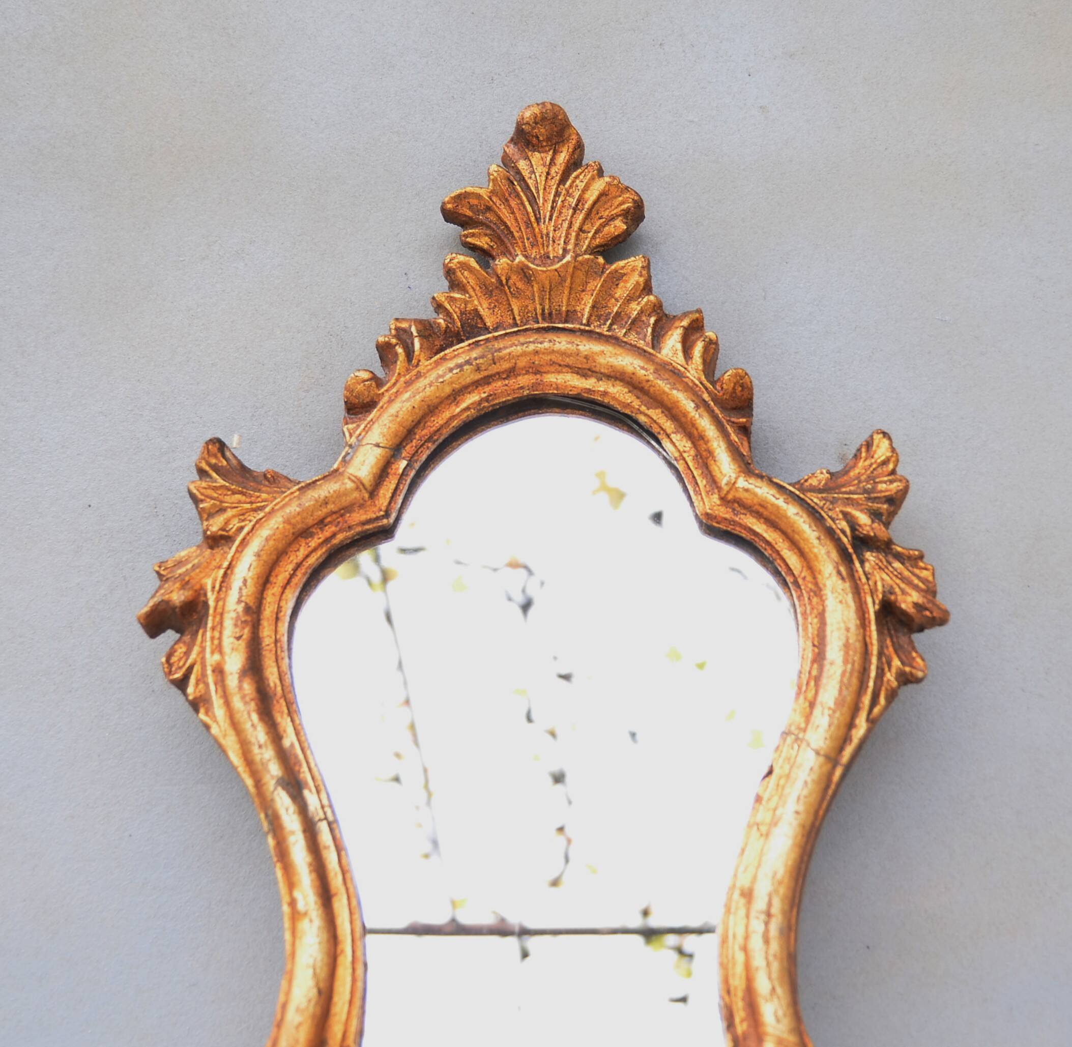 Antique Gilded Wood Mirror a Fronton Baroque Style