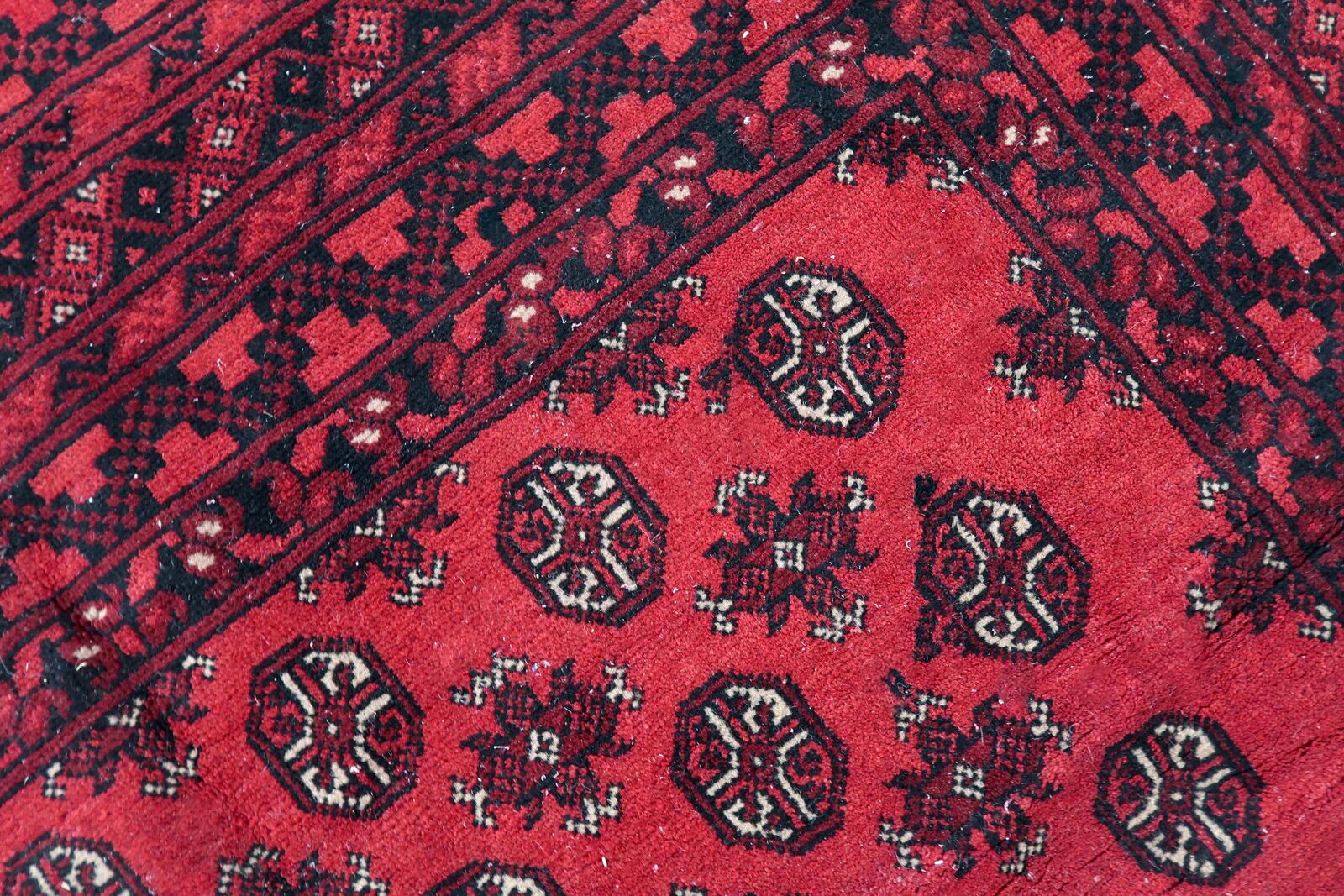 Antique Afghan Ersari handmade rug 208 x 288 cm 1920s