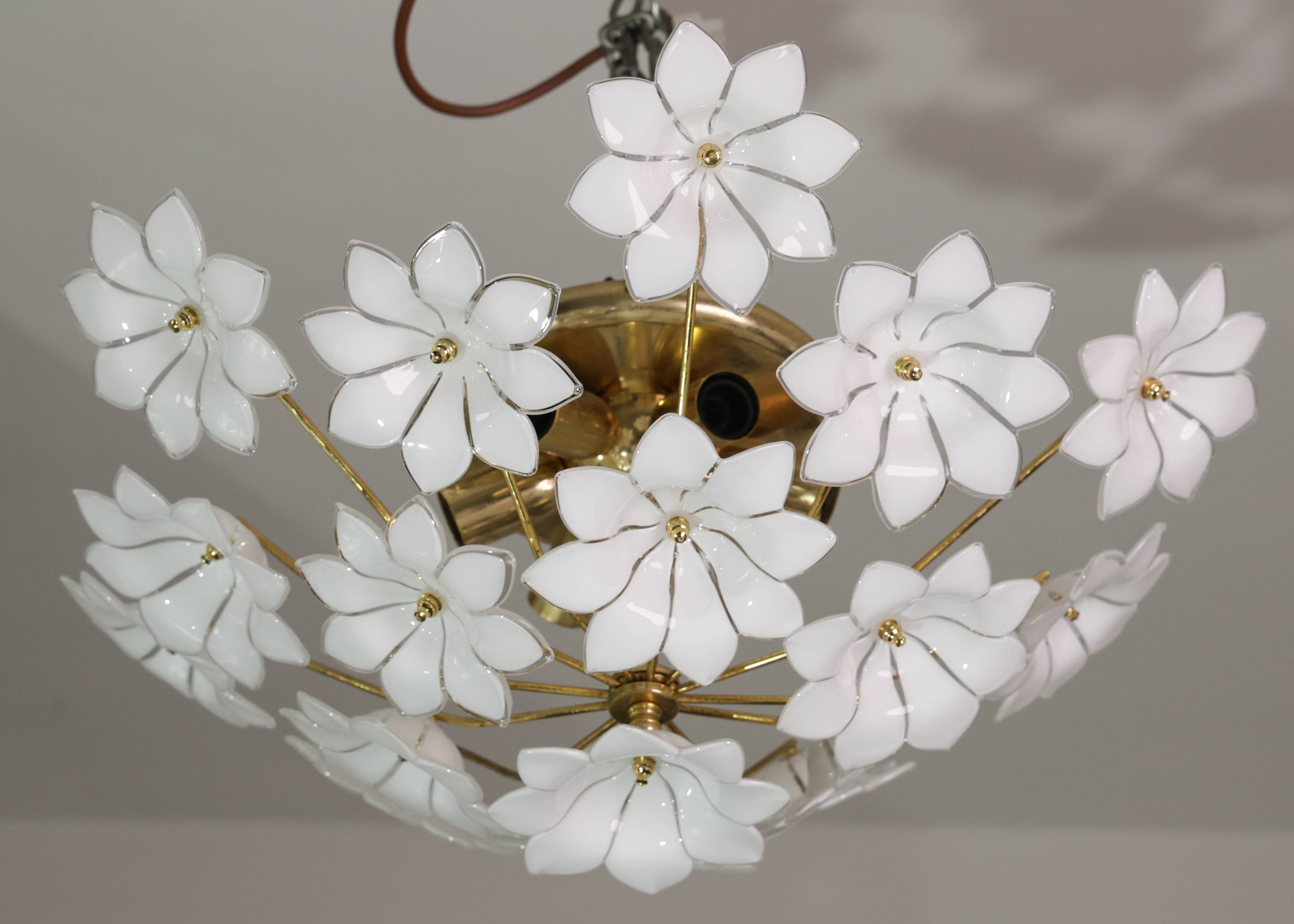 Audrey Hepburn, Delicious Murano Glass Ceiling Light White Wall Light Flowe