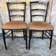 Pair of chairs napoleon 3 black wood & seat velour pink vintage #a196