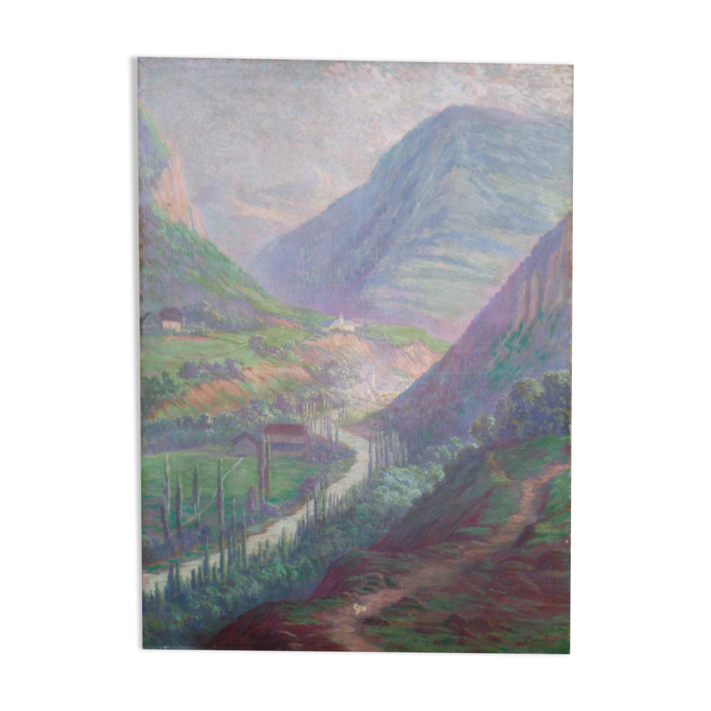 Oil on canvas landscape Henri-Laurent Jaudin (1851-1929)