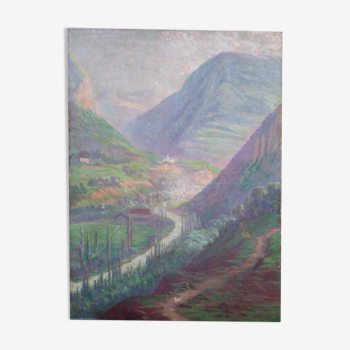 Oil on canvas landscape Henri-Laurent Jaudin (1851-1929)