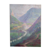 Oil on canvas landscape by Henri-Laurent Jaudin (1851-1929)